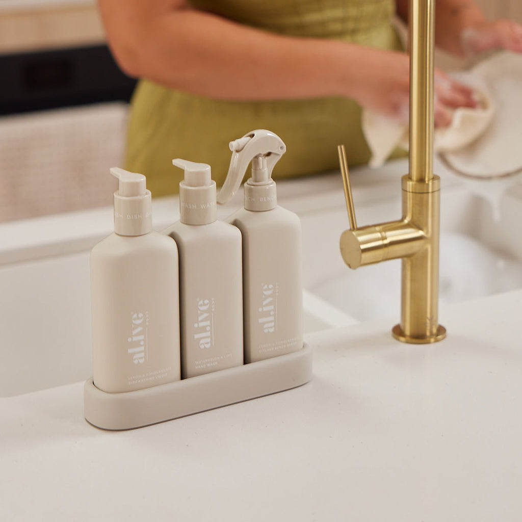 Dishwashing Liquid, Hand Wash & Bench Spray + Tray, Premium Kitchen Trio - Winston and Finch