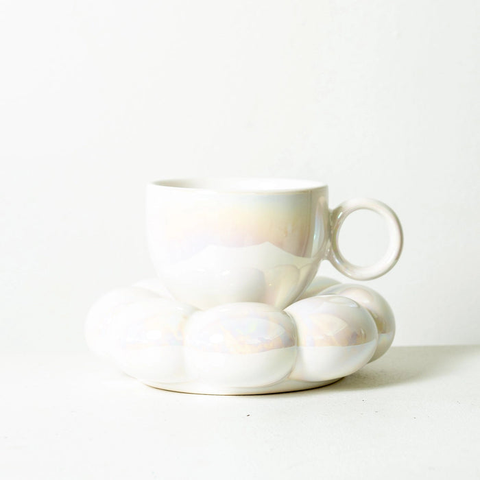 Lottie Mug & Saucer Set - iridescent white - Winston and Finch