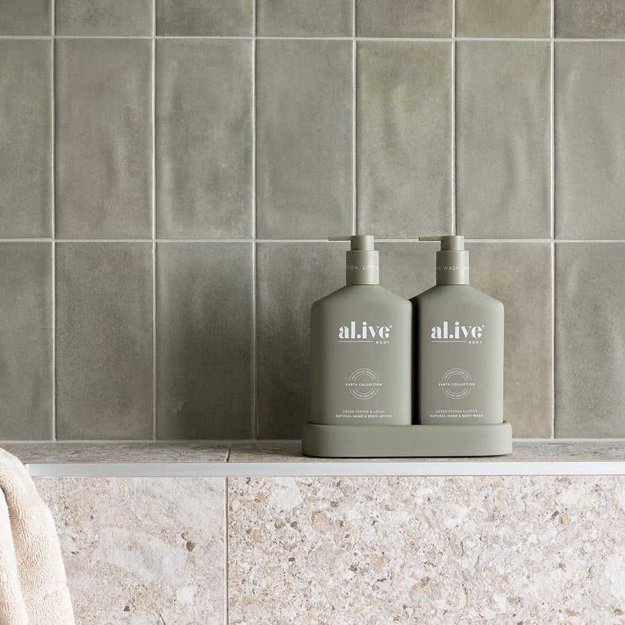 WASH & LOTION DUO + TRAY - GREEN PEPPER & LOTUS - Winston and Finch