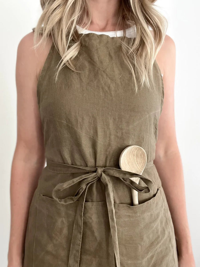 'Everyday’ Linen Apron - Olive - Winston and Finch