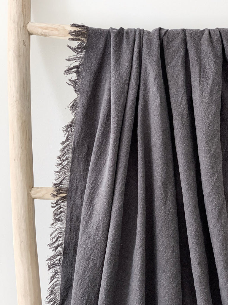 Ramie Fringed Throw - Charcoal - Winston and Finch